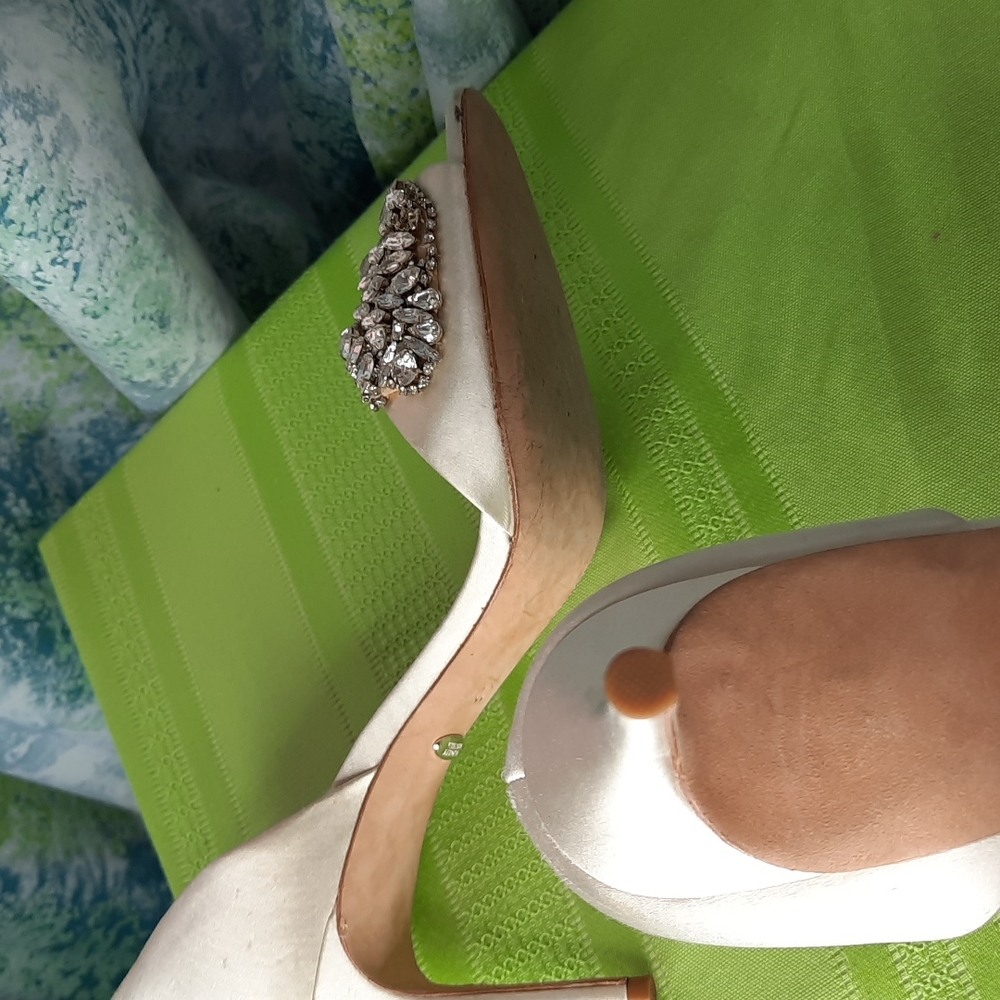 Size 10 fancy crystal rhinestone Badgley Mischka heel wedding shoes vintage - Picture 6 of 9